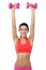 Happy Fitness Woman Lifting Dumbbells