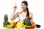 Young Smiling Woman With Fruits And Vegetables