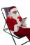 Relaxed Male Santa Operating Tablet Device