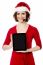 Pretty Female Santa Presenting Touch Pad