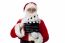 Cheerful Aged Santa Posing With A Clapperboard