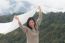 Woman Hands Raise White Scarf