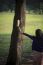 Girl Feeding Food To Squir