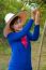 Gardener Girl In Orange Garden, North Of  Thailand