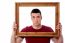 Man Holding Wooden Picture Frame