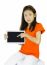 Asian Young Girl Is Holding Tablet