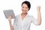 Excited Businesswoman Holding Touch Pad