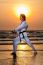 Martial Art Training On Beach