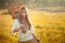 Hippie Woman Walking In Golden Field