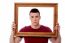 Man Holding Wooden Picture Frame