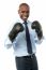 Smiling Corporate Man Wearing Boxing Gloves