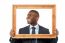 Man Holding Wooden Picture Frame