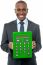 Corporate Man Showing Big Green Calculator