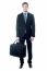 Businessman In Black Suit Posing With Bag