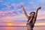 Beautiful Black African American Woman Posing On The Beach At Su