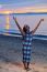 Beautiful Black African American Woman Posing On The Beach At Su