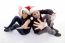 Young Couple Wearing Christmas Hat With Hand Gesture