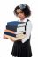 Unhappy School Girl With Pile Of Books