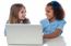 Little Girls Learning In Laptop