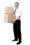 Smiling Mature Man Carrying Boxes