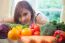 Happy Woman Cooking Vegetables Green Salad