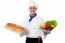 Smiling Chef Holding Bread And Vegatables