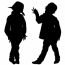 Silhouettes Of Two Little Boys