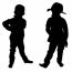 Silhouettes Of Two Little Boys