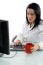 Front View Of Working Woman Holding Mug On White Background