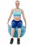 Sporty Woman Exercising With Blue Ball