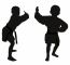 Silhouettes Of Two Little Boys