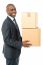 African Corporate Man Holding Card Box