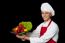 Young Chef Holding Colander With Fresh Vegetables