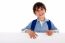 Boy Standing Behind The Blank Board