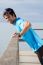 Young Man Doing Push Ups Near The Sea