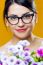 Happy Young Girl With Flowers