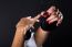 Hands Detail Of Flamenco Dancer In Beautiful Dress On Black Back