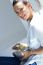 Woman Eating Salad At Home