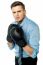 Businessman Posing With Boxing Gloves On