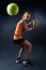 Beautiful Woman Playing Padel Indoor. Isolated On Black