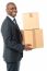 Businessman Holding Packed Cartons