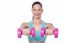 Active Young Woman Posing With Dumbbells