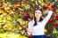 Young Beautiful Woman With Long Straight Dark Hair Posing In Spr