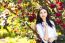 Young Beautiful Woman With Long Straight Dark Hair Posing In Spr