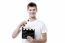 Cheerful Guy Holding Clapperboard