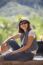 Portrait Of Asian 40s Years Woman Wearing Straw Hat And Sun Glasses Toothy Smiling Face With Happiness Emotion Relaxing On Vacation