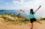 Woman Looking Ocean Views And Expressions Of Joy