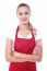 Pretty Chef Dressed In Red Apron