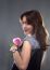 Beautiful Young Girl With A Pink Rose