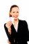 Businesswoman Holding Cards